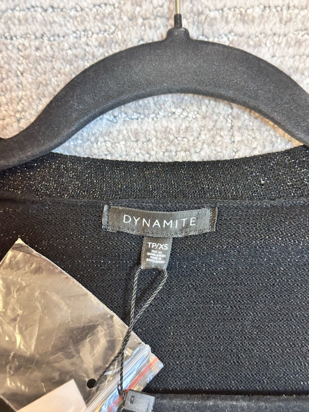 Black Sparkle V-Neck Cardigan XS Slim Fit Button Front Metallic Shimmer NWT - Picture 10 of 12
